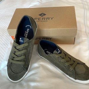 Sperry olive corduroy sneakers